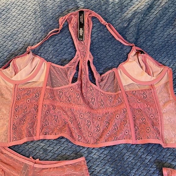 Victoria’s Secret 3 piece set long line bra bikini panties & thong 32C XS mauve - Picture 7 of 10